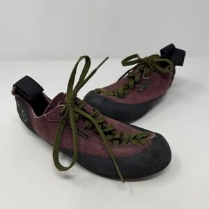 5.10 Asym Stealth C4 Rock Climbing Shoes Burgundy Suede Lace-Up Men's Size 5.5